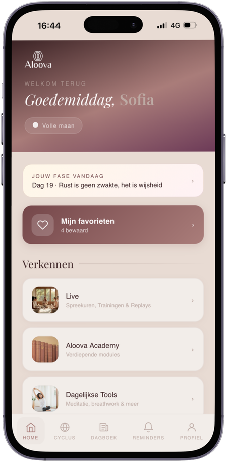 Startscherm van de Aloova-app