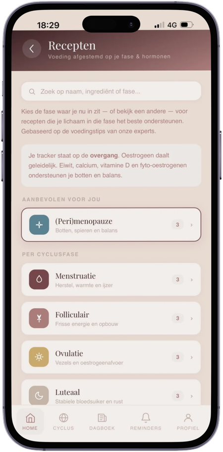 Recepten afgestemd op jouw hormonen in de Aloova-app